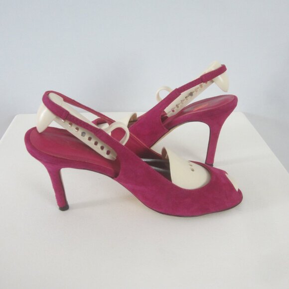 LK Bennett Womens 8 Purple Suede Slingback Pumps Peep Toe Heels Made Spain EU 39 - Picture 3 of 11